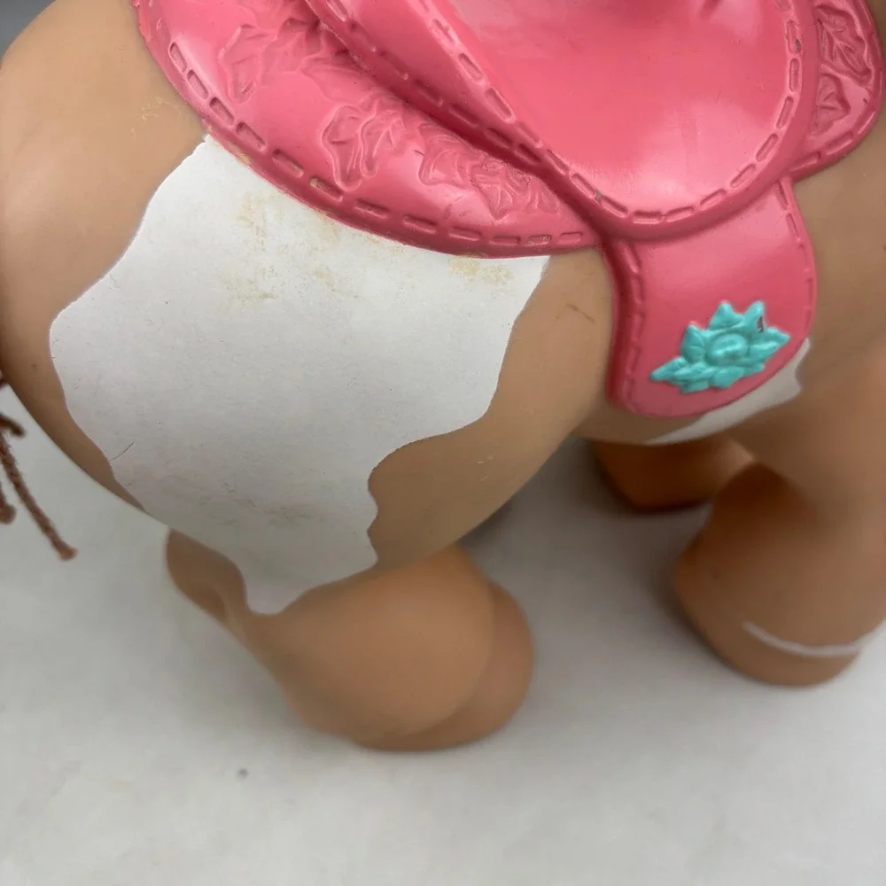 Vtg Cabbage Patch Kids CPK Crimp n Curl Pony Horse 1992 Tan White Pink Saddle